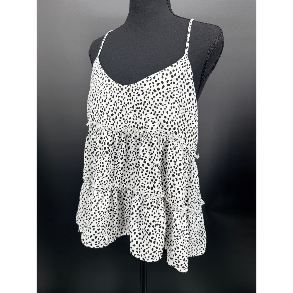 Altar'd State Camisole Women Size Medium White Good Tiered Animal Print Tank